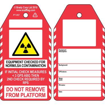 Étiquette non adhésive NORM/LSA Contamination Check